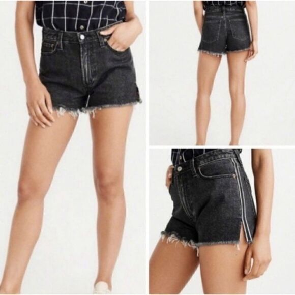 Abercrombie & Fitch Annie High Rise Shorts with Black & White Racer Stripes, 24 - Picture 4 of 16